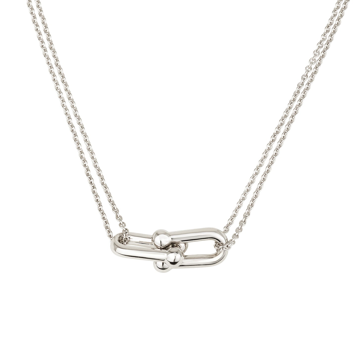 שרשרת צמודת צוואר עם לולאה בתוך לולאה- ציפוי רודיום
