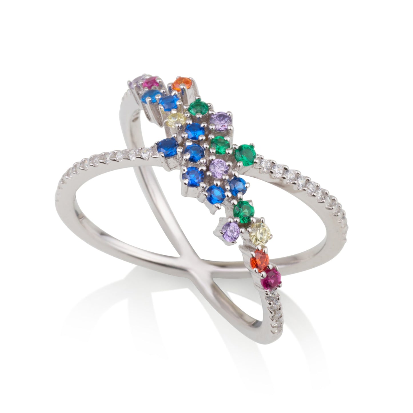 טבעת איקס זרקונים COLOUR GLAM