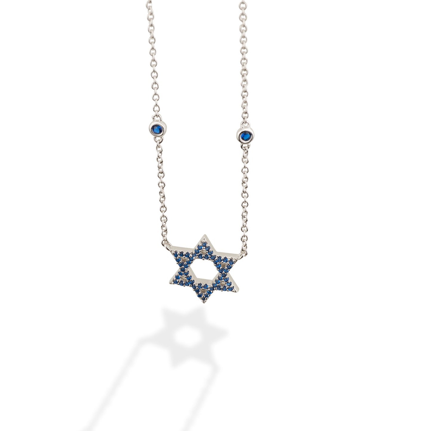 שרשרת מגן דוד זרקונים כחולים
