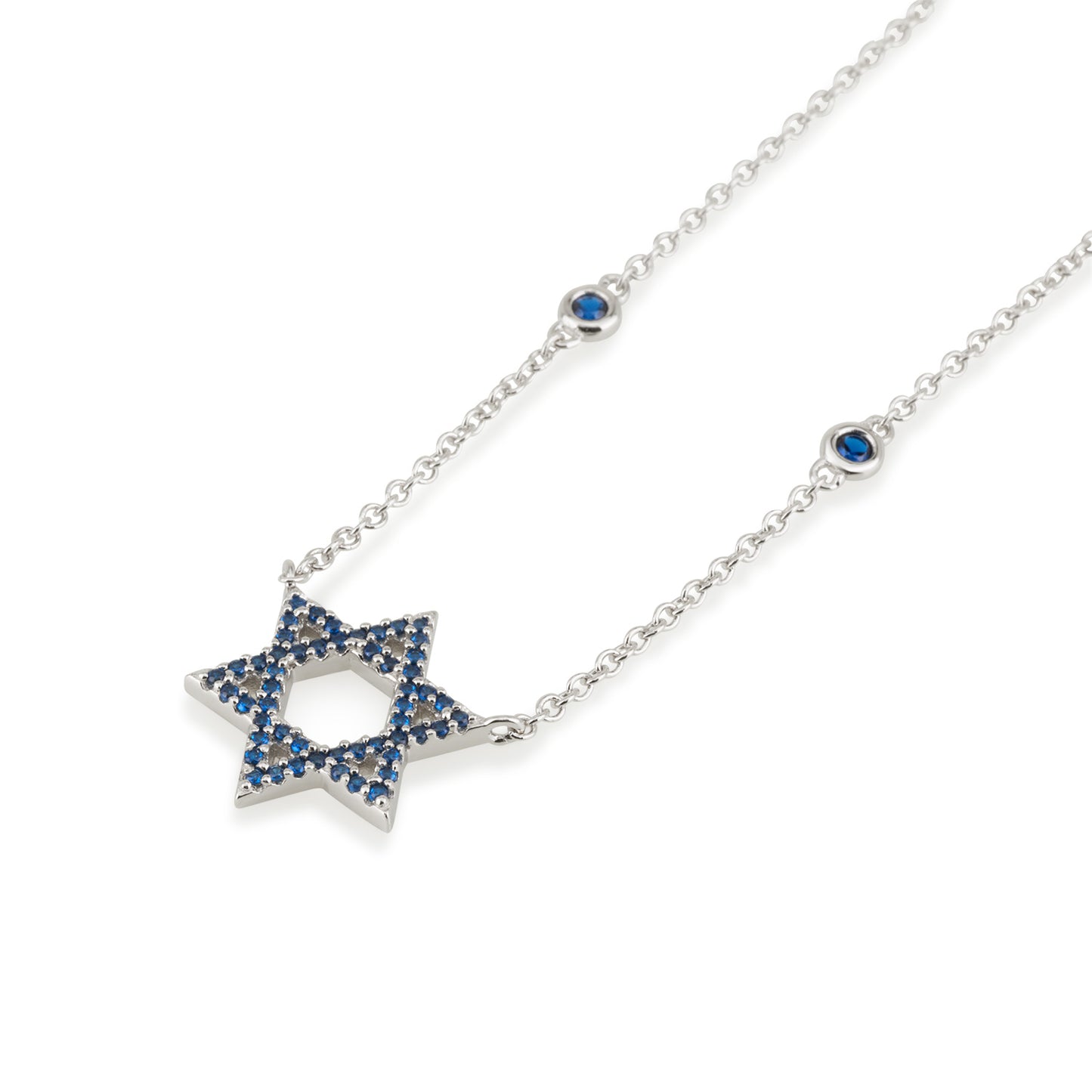 שרשרת מגן דוד זרקונים כחולים